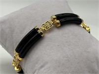 Sterling & Gold Vermeil Black Onyx Asian Bracelet