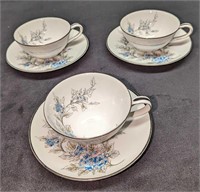 3 Vintage Noritake China 5682 Cups & Saucers B