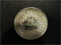 1967 Silver 10 Francs Republic Francaise Coin