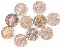 Coin 10 Gem Buffalo Nickels 1930's