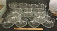 (24)GLASS HEART SHAPED DISHES-GREAT FOR EVENTS