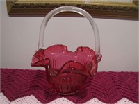 Beautiful Pink Glass Decorative Basket