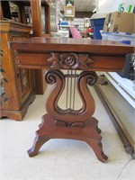 Antique Harp Side Table Rose Detail 14.5"x18"x26.T