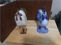 2 decorative chickens