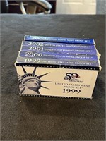 5- US Proof Sets, 1999, 2000, 2001, 2002, 2003