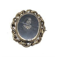 Victorian Mourning Brooch Pin Portrait GF