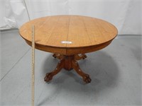 Claw foot table; approx. 45" diam.