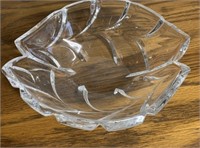 Glass Leaf Shaped Trinket Dish 8"