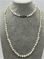 Sterling Genuine Cultured Rice Pearl Necklace