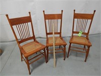 3 Antique caned seat chairs