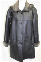 Black Shearling coat with hood size 14