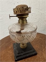 Antique 9.5" Cut Glass Oil Lamp Base