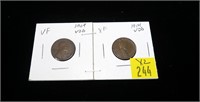 2- 1909 VDB Lincoln cents