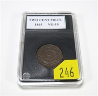 1865 Two-cent piece, VG-10