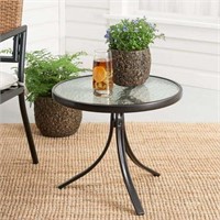 Round Glass Table  20D x 17.5H  Dark Brown