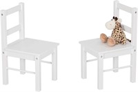 UTEX Wooden Chair Pair  Set of 2  White