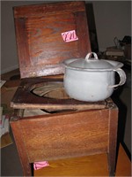 Old Wooden Commode w/original granite pot