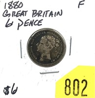 1880 British 6 pence