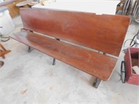 8ft wood bench with metal frame