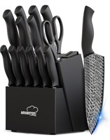 15 Pieces Kitchen Knife Set with Block