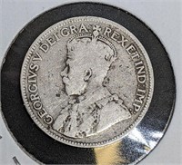 1920 Canadian Silver 25-Cent Quarter Coin