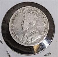 1928 Canadian Silver 25-Cent Quarter Coin