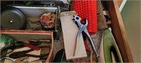 drawer contents- leather punch, tools,