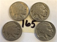 1929,1930,1936,1937 4 Buffalo Nickels