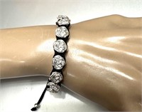 Sterling Silver Flower Adjustable Bracelet