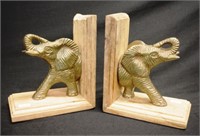 Pair brass elephant decorated bookends