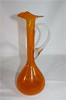 Large Mid-Century Orange Pitcher