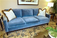 Blue Microsuede 3-Seater Sofa
