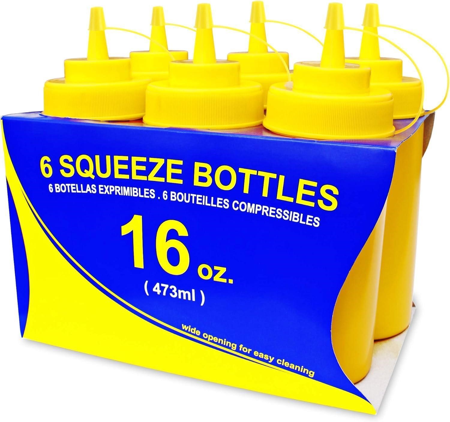 SEALED-New Star 16oz Yellow Squeeze Bottles x4