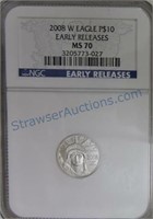 2008W Eagle $10 Platinum, NGC Early Release, MS70