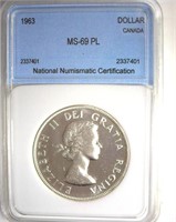 1963 Dollar NNC MS69 PL Canada