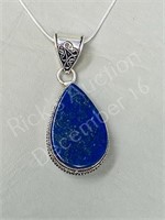 lapis lazuli silver pendant & chain