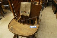 Antique wood high chair