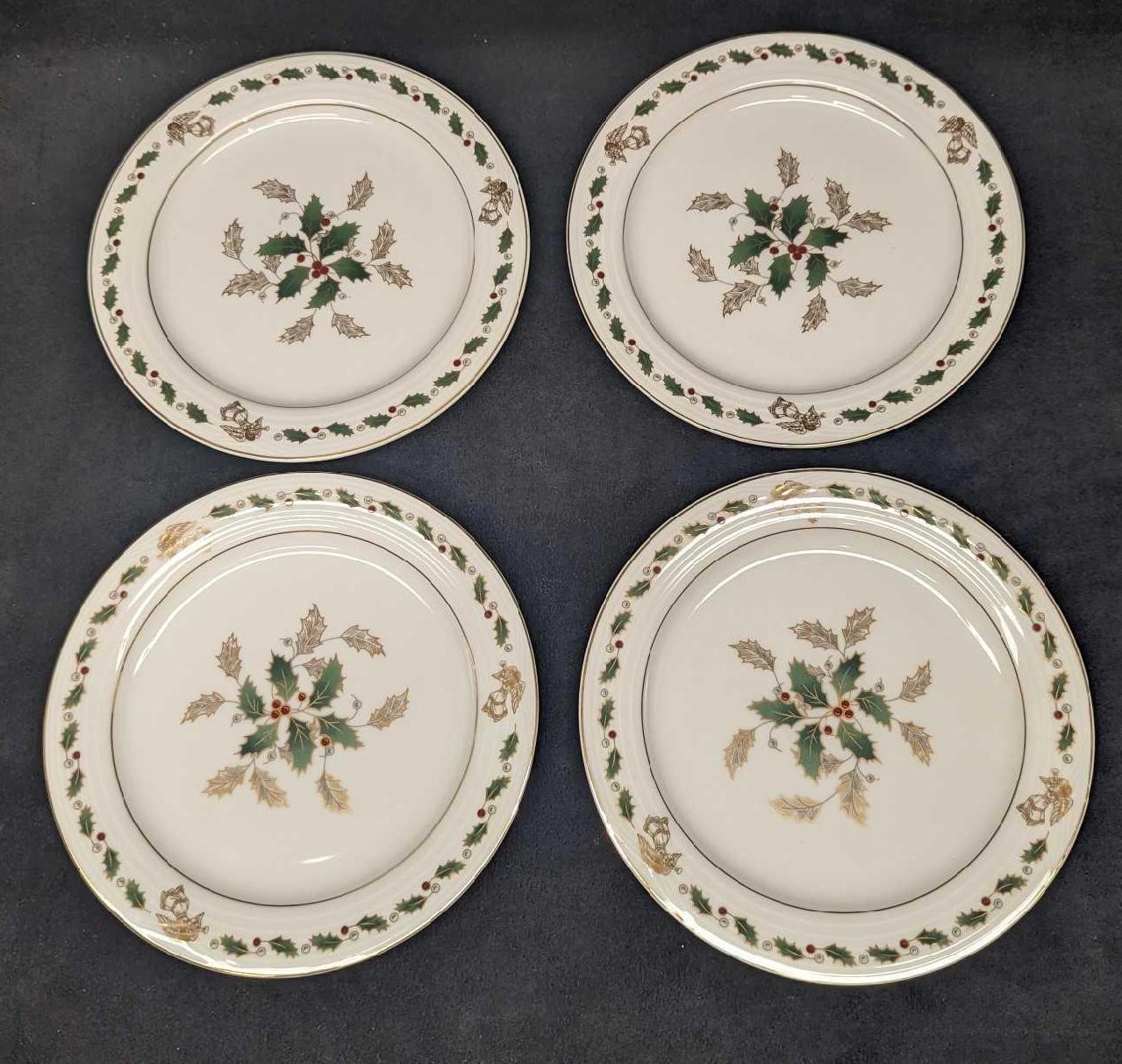 4 Retired Holly By Noritake Fine China Salad Plate