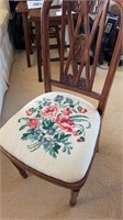 Embroidered seat, wood vintage chair