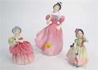 3 - Royal Doulton figurines, 8" "Camellia",