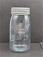 Light Teal Quart  Beaver Jar Original Lid