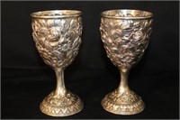 Pair of Baltimore Rose Sterling Water Goblets by