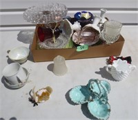 Cake stand, glassware, misc