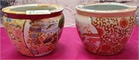 SW - LOT OF 2 ASIAN CERAMIC PLANTER POTS (R60)