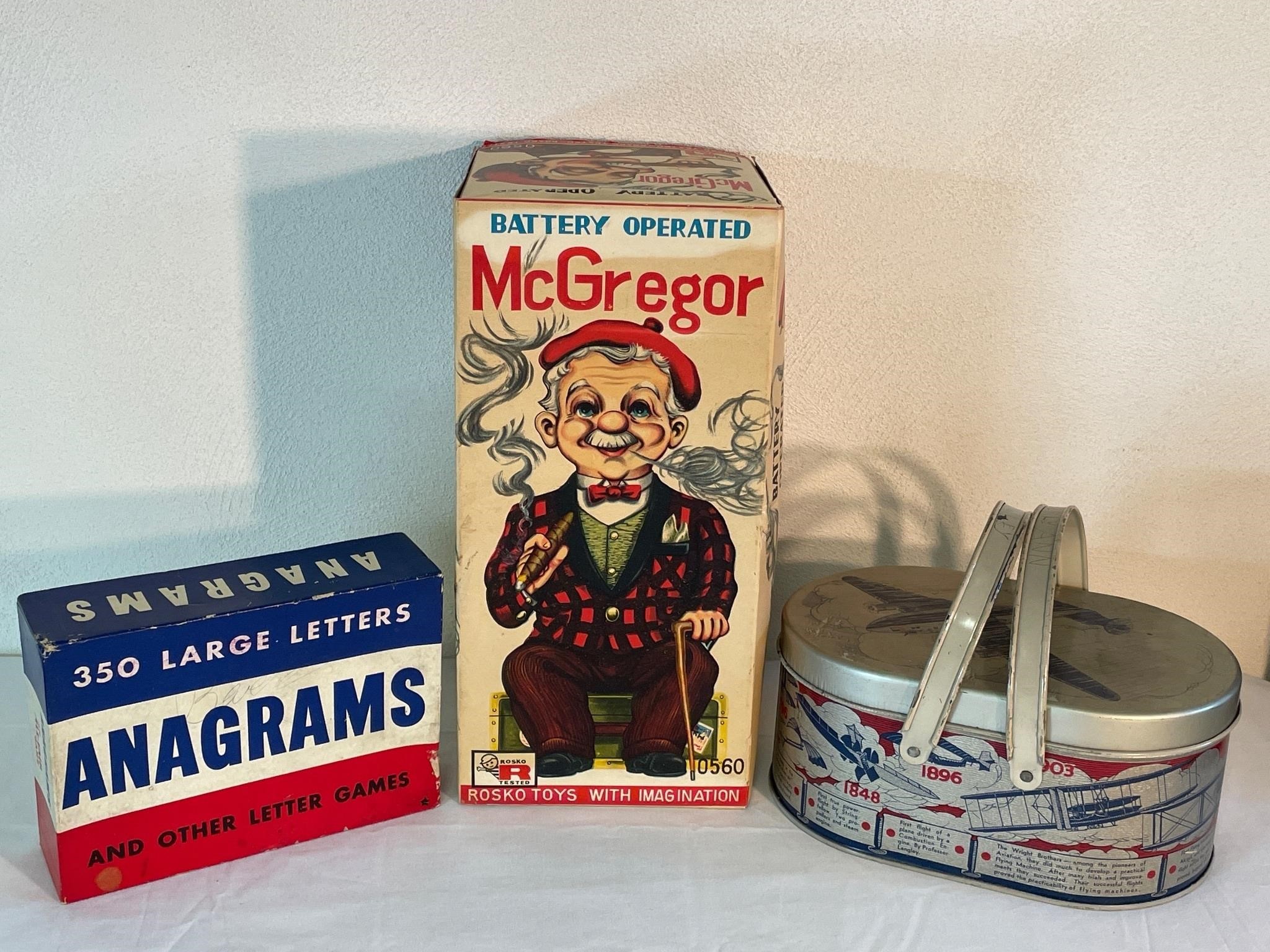 Antique toy, game, and tin