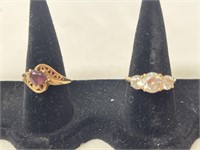 Pair of marked gold rings