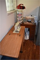 3 electric sewing machines, 2 cabinets, Dirt Devil