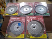 5 ACE Assorted 5" Wire Wheel Brushes.