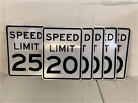 5 Single Sided 20 & 1- 25 Speed Limit Signs