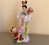 Vintage Chinese Lady and Child Statue